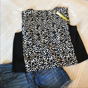 NEW Gianni Bini Top Cheetah Printed Black Blouse